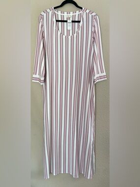 Soma Embraceable PJ long sleepshirt pajamas nightgown striped Sz XL Ivory NWT